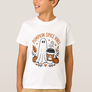 Pompoen Kruiden Sfeer Cute Geest Koffie Herfst T-shirt