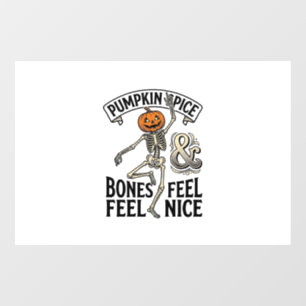 Pompoen Kruiden Skelet Vintage Halloween Dans Shi Raamsticker