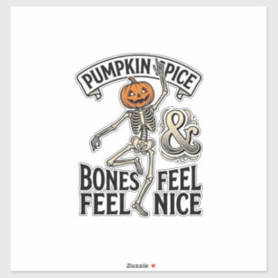 Pompoen Kruiden Skelet Vintage Halloween Dans Shi Sticker