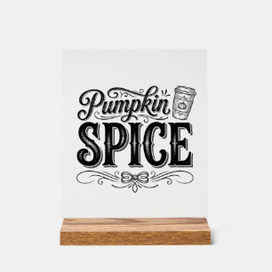 Pompoen Kruiden Vintage Koffie Herfst Shirt Ontwer Acryl Bord