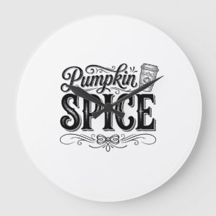 Pompoen Kruiden Vintage Koffie Herfst Shirt Ontwer Grote Klok