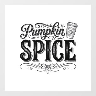 Pompoen Kruiden Vintage Koffie Herfst Shirt Ontwer Raamsticker