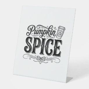 Pompoen Kruiden Vintage Koffie Herfst Shirt Ontwer Reclamebord Met Voetstuk