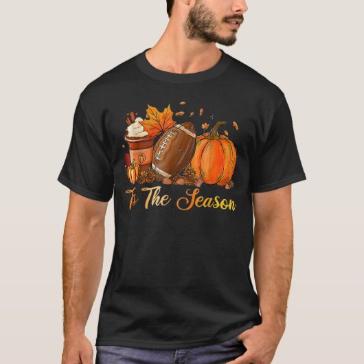 Pompoen Kruiden Voetbal Herfst T-Shirt (Voorkant)