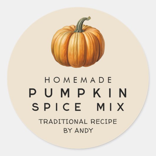 Pompoen kruidenmix zelfgemaakte recept inblikken l ronde sticker (Voorkant)