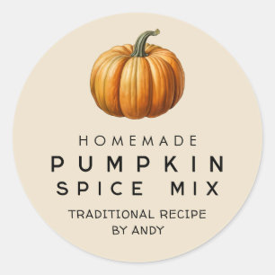 Pompoen kruidenmix zelfgemaakte recept inmaaklabel ronde sticker