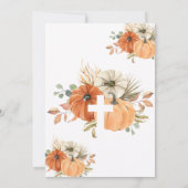 Pompoen Kruis Herfst Doop Uitnodiging (Achterkant)