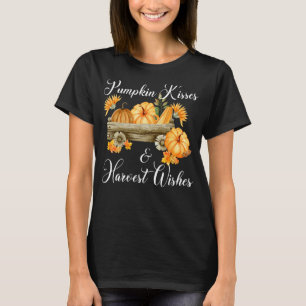 Pompoen kussen en oogst wenst schattige Herfst Bed T-shirt