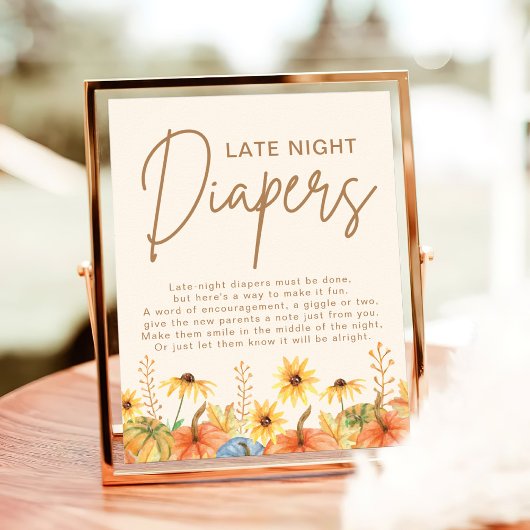 Pompoen Late Night Luiers Baby shower Spel Poster