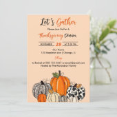 Pompoen Laten we Thankgiving Dinner Party verzamel Kaart (Staand voorkant)