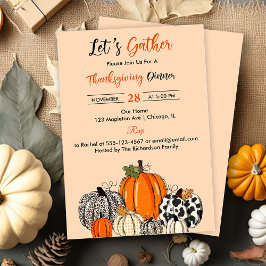 Pompoen Laten we Thankgiving Dinner Party verzamel Kaart