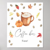 Pompoen Latte Bruidsuitnodiging Coffee bar Poster (Voorkant)