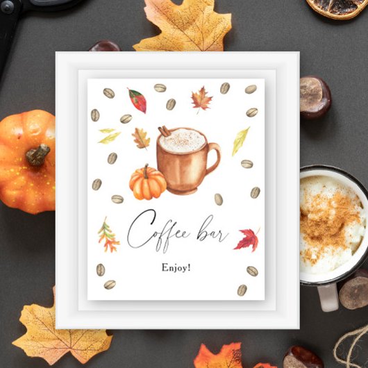 Pompoen Latte Bruidsuitnodiging Coffee bar Poster
