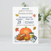 Pompoen Latte Football Navy Blue Trouwdouche Kaart (Staand voorkant)