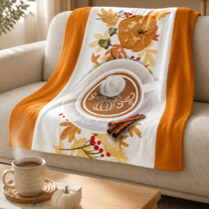 Pompoen Latte Herfstloof fleece deken