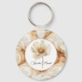 Pompoen Latte Krullen Herfst Bloem Sleutelhanger (Voorkant)