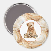 Pompoen Latte Krullen Teddybeer Magneet (Voorkant / Achterkant)