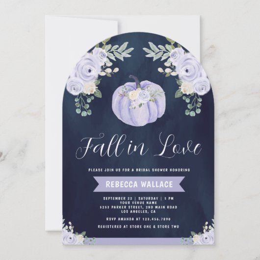 Pompoen Lavendel Rozen Arch Navy Vrijgezellenfeest Kaart (Voorkant)