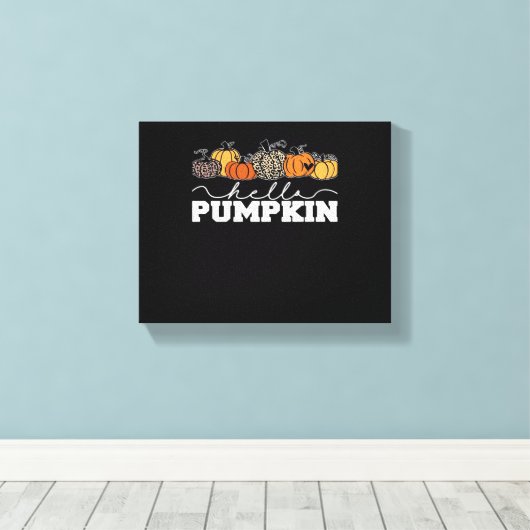 Pompoen Leopard Herfst Vrouwen Schattige Herfstsei Canvas Afdruk (Insitu (Houten vloer))