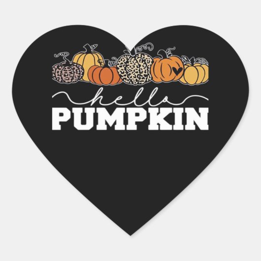 Pompoen Leopard Herfst Vrouwen Schattige Herfstsei Hart Sticker (Voorkant)