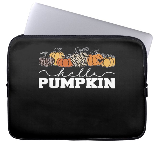 Pompoen Leopard Herfst Vrouwen Schattige Herfstsei Laptop Sleeve (Voorkant)