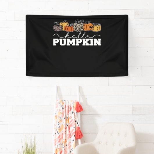 Pompoen Leopard Herfst Vrouwen Schattige Herfstsei Spandoek (Insitu)