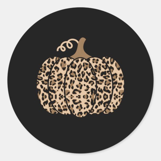 Pompoen Leopard Print voor N Ronde Sticker (Voorkant)