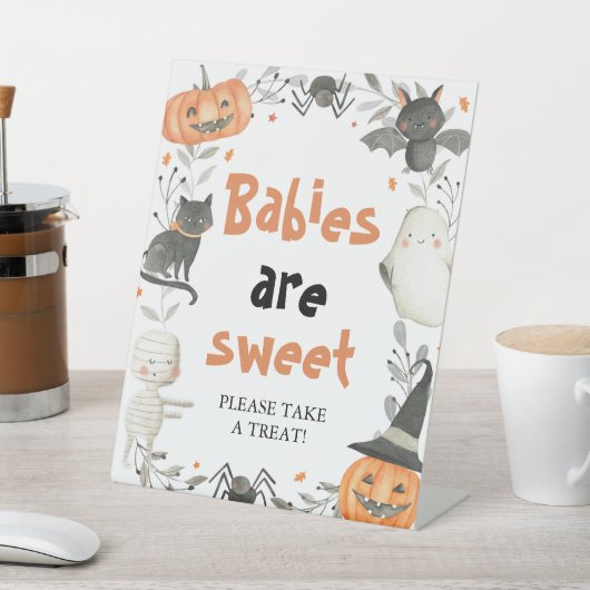 Pompoen Leuke Halloween Baby's zijn Sweet Sign Reclamebord Met Voetstuk (Insitu)