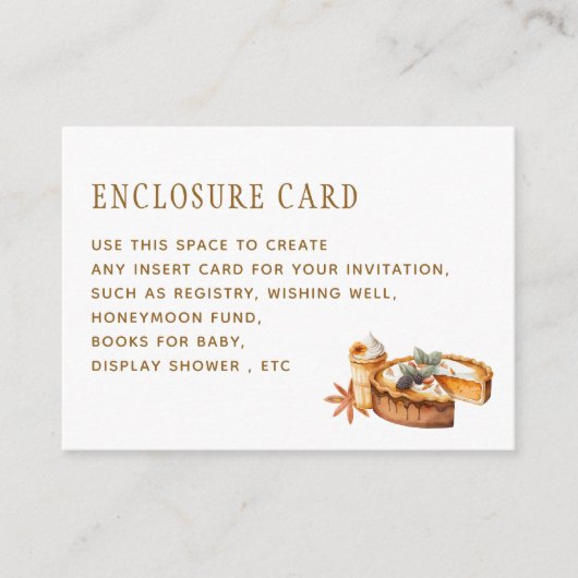 Pompoen Little Cutie Pie Baby shower Custom Informatiekaartje (Voorkant)