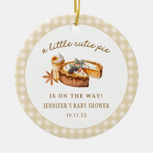 Pompoen Little Cutie Pie Baby Shower Favor Keramisch Ornament (Voorkant)