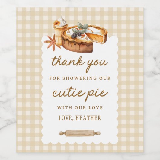 Pompoen Little Cutie Pie Baby Shower Favor Wijn Etiket (Enkel label)