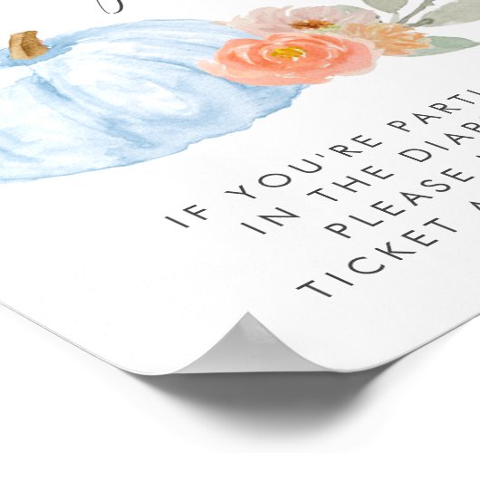 Pompoen Luier Raffle Baby Jongen Douche Poster (Hoek)