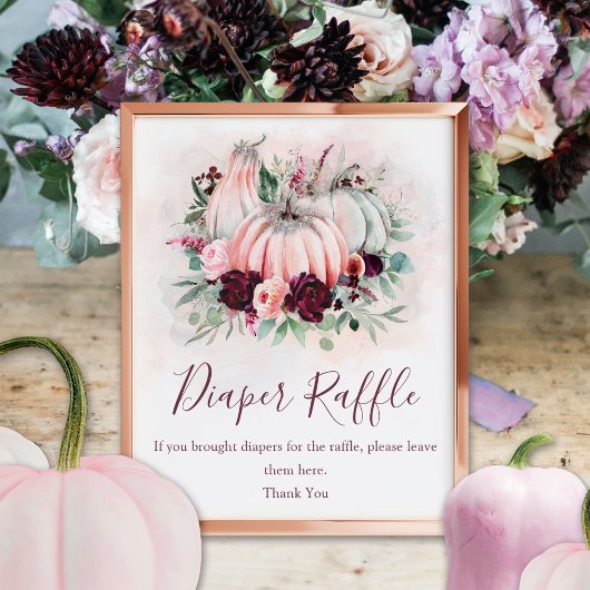 Pompoen Luier Raffle Baby shower teken Poster