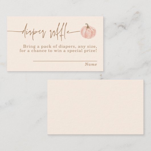 Pompoen Luier Raffle Kaart, Herfst Meisje Baby sho Informatiekaartje (Voorkant / Achterkant)