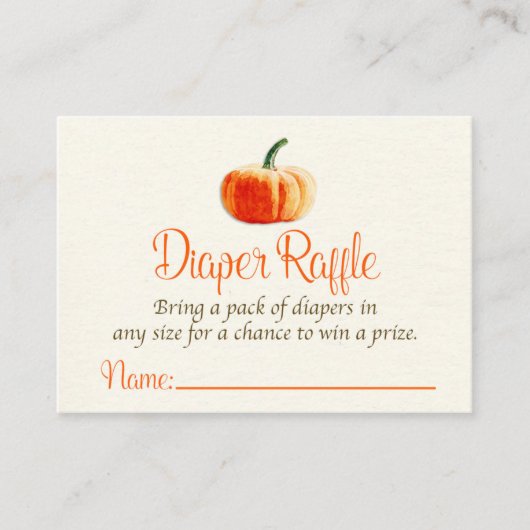 Pompoen Luier Raffle Kaart, Luier Raffle Kaart (Voorkant)