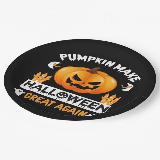 Pompoen maakt Halloween weer geweldig Papieren Bordje (Gekanteld)