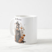 Pompoen Mage Heks: Halloween Heks Gepersonaliseerd Koffiemok (Voorkant links)