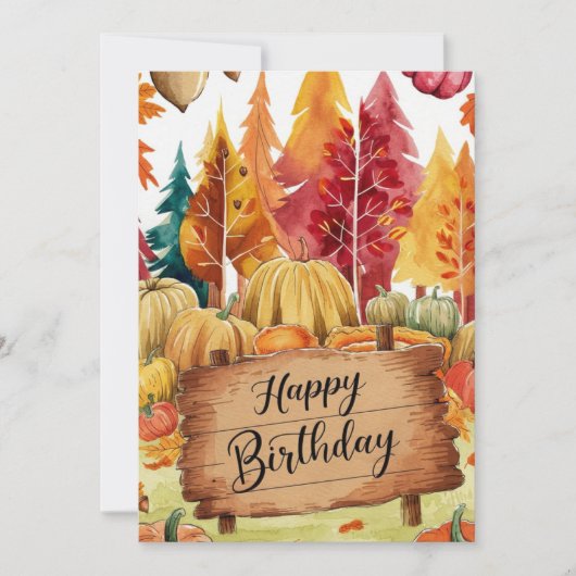 Pompoen Magische Bossen Herfst Herfst Happy Birthd Kaart (Voorkant)