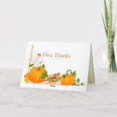 Pompoen, maïs en herfst bladeren Thanksgiving Kaar Feestdagen Kaart (Achterkant)
