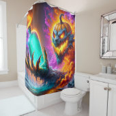 Pompoen Man Art Douchegordijn (In situ)