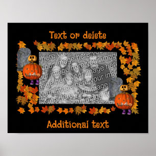 Pompoen Man Halloween Frame Voeg Je Foto Toe Poster