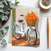 Pompoen Mand Fiets Herfst Aquarel Feestdagenkaart