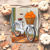Pompoen Mand Fiets Herfst Aquarel Feestdagenkaart
