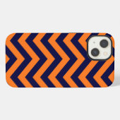 Pompoen, marineblauw groot Chevron ZigZag patroon iPhone Hoesje (Achterkant horizontaal)
