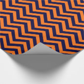 Pompoen, marineblauw groot chevron zigzagpatroon cadeaupapier (Hoek)
