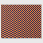 Pompoen, marineblauw groot chevron zigzagpatroon cadeaupapier (Vlak)