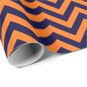 Pompoen, marineblauw groot chevron zigzagpatroon cadeaupapier (Rol Hoek)