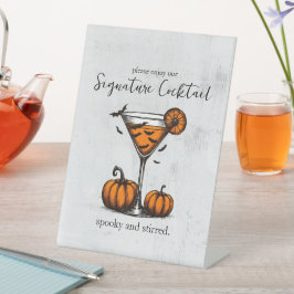 Pompoen Martini Signature Drink Reclamebord Met Voetstuk