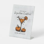 Pompoen Martini Signature Drink Reclamebord Met Voetstuk (Voorkant)