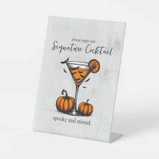 Pompoen Martini Signature Drink Reclamebord Met Voetstuk (Voorkant)